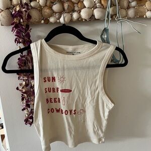 Homewerk Cream Tank Top with Red Print